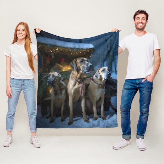 Rhodesian Ridgeback Snowy Sleigh Weihnachtsdekor Fleecedecke (Beispiel)