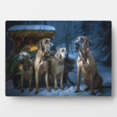 Rhodesian Ridgeback Snowy Sleigh Weihnachtsdekor Fotoplatte (Vorderseite)