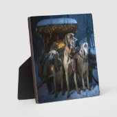 Rhodesian Ridgeback Snowy Sleigh Weihnachtsdekor Fotoplatte (Vorderseite)