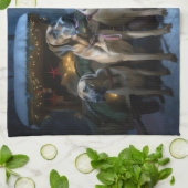 Rhodesian Ridgeback Snowy Sleigh Weihnachtsdekor Geschirrtuch (Gefaltet)