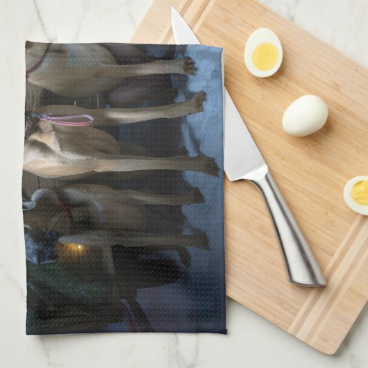 Rhodesian Ridgeback Snowy Sleigh Weihnachtsdekor Geschirrtuch (Viertel Falte)