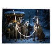 Rhodesian Ridgeback Snowy Sleigh Weihnachtsdekor Große Geschenktüte (Rückseite)