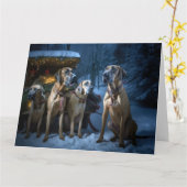 Rhodesian Ridgeback Snowy Sleigh Weihnachtsdekor Karte (Gelbe Blume)