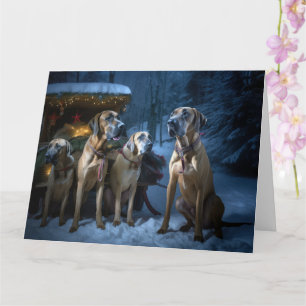 Rhodesian Ridgeback Snowy Sleigh Weihnachtsdekor Karte