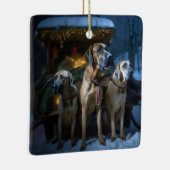 Rhodesian Ridgeback Snowy Sleigh Weihnachtsdekor Keramikornament (Rechts)