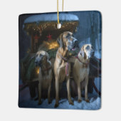 Rhodesian Ridgeback Snowy Sleigh Weihnachtsdekor Keramikornament (Links)
