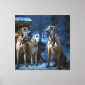 Rhodesian Ridgeback Snowy Sleigh Weihnachtsdekor Leinwanddruck (Vorderseite)