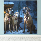 Rhodesian Ridgeback Snowy Sleigh Weihnachtsdekor Leinwanddruck (Insitu (Holzboden))