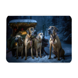 Rhodesian Ridgeback Snowy Sleigh Weihnachtsdekor Magnet