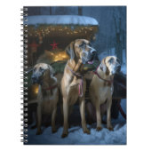 Rhodesian Ridgeback Snowy Sleigh Weihnachtsdekor Notizblock (Vorderseite)