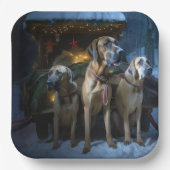 Rhodesian Ridgeback Snowy Sleigh Weihnachtsdekor Pappteller (Vorderseite)