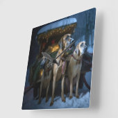 Rhodesian Ridgeback Snowy Sleigh Weihnachtsdekor Quadratische Wanduhr (Winkel)