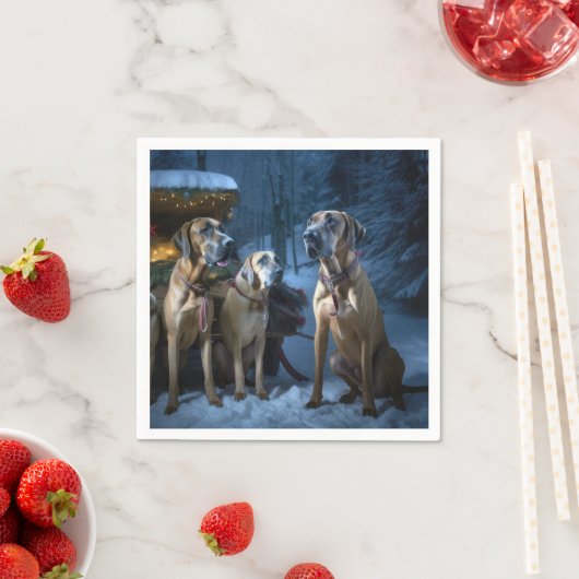 Rhodesian Ridgeback Snowy Sleigh Weihnachtsdekor Serviette (Beispiel)