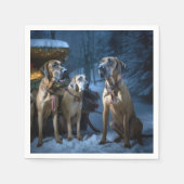 Rhodesian Ridgeback Snowy Sleigh Weihnachtsdekor Serviette (Vorderseite)