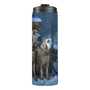 Rhodesian Ridgeback Snowy Sleigh Weihnachtsdekor Thermosbecher