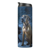 Rhodesian Ridgeback Snowy Sleigh Weihnachtsdekor Thermosbecher (Nach rechts gedreht)