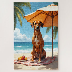 Rhodesian Ridgeback Strand Szene Puzzle