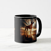 Rhodesian Ridgeback Sunset Beach Majestät Tasse (VorderseiteRechts)