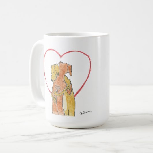 Rhodesian Ridgeback Umarmungs-Tasse Kaffeetasse (Vorderseite Links)