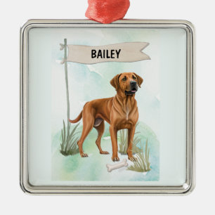 Rhodesian Ridgeback Wasserfarbe Personalisierter H Ornament Aus Metall