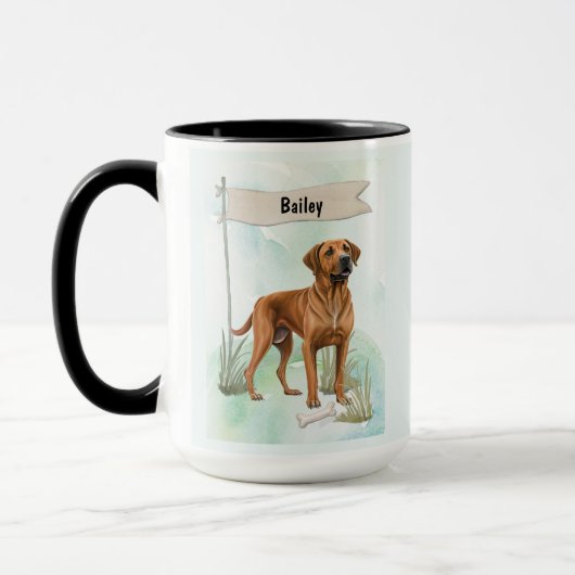 Rhodesian Ridgeback Wasserfarbe Personalisierter H Tasse (Links)