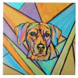 Rhodesian Ridgeback Wasserfarbe Portrait Fliese