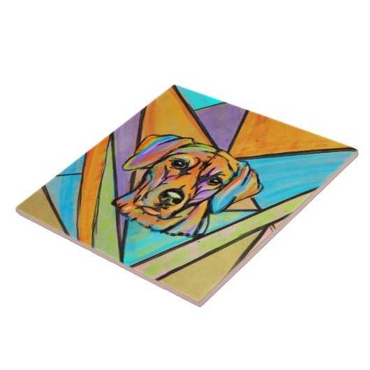 Rhodesian Ridgeback Wasserfarbe Portrait Fliese (Seite)