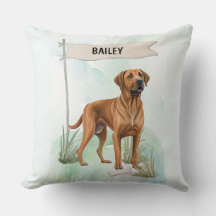Rhodesian Ridgeback Wasserfarben personalisierter Kissen