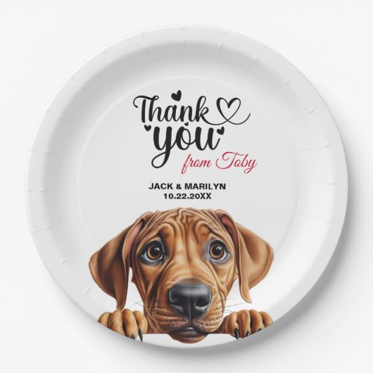 Rhodesian Ridgeback Wedding Vielen Dank Pappteller (Vorderseite)