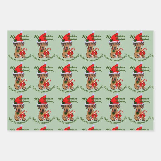 Rhodesian Ridgeback Weihnachten Geschenkpapier Set (Vorderseite 3)