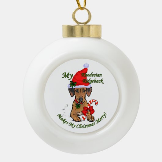 Rhodesian Ridgeback Weihnachten Keramik Kugel-Ornament (Vorderseite)