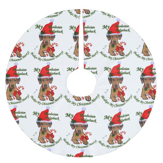 Rhodesian Ridgeback Weihnachten Polyester Weihnachtsbaumdecke (Vorderseite)