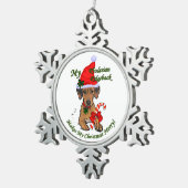 Rhodesian Ridgeback Weihnachten Schneeflocken Zinn-Ornament (Rechts)