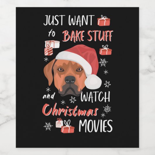 Rhodesian Ridgeback Weihnachten Weinetikett (Einzelnes Label)