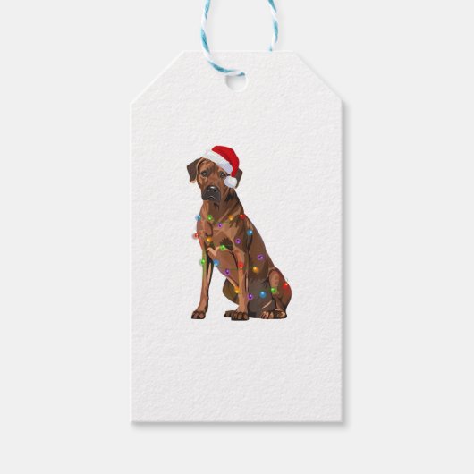Rhodesian Ridgeback Weihnachtsbeleuchtung Xmas Hun Geschenkanhänger (Vorderseite)