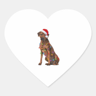 Rhodesian Ridgeback Weihnachtsbeleuchtung Xmas Hun Herz-Aufkleber