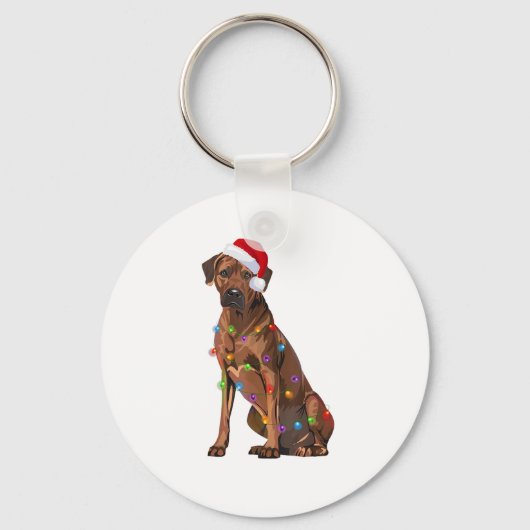 Rhodesian Ridgeback Weihnachtsbeleuchtung Xmas Hun Schlüsselanhänger (Vorderseite)