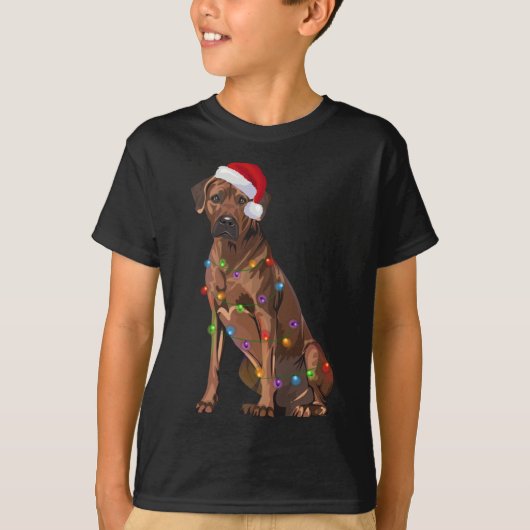 Rhodesian Ridgeback Weihnachtsbeleuchtung Xmas Hun T-Shirt (Vorderseite)