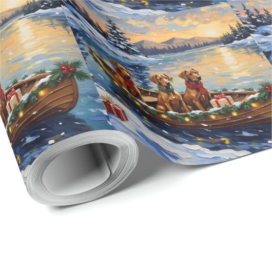 Rhodesian Ridgeback Weihnachtsboot Urlaub Geschenkpapier (Rolleneckpunkt)