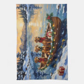 Rhodesian Ridgeback Weihnachtsboot Urlaub Geschirrtuch (Vertikal)