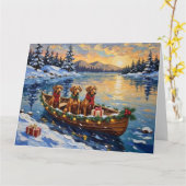 Rhodesian Ridgeback Weihnachtsboot Urlaub Karte (Gelbe Blume)