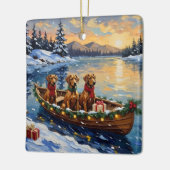 Rhodesian Ridgeback Weihnachtsboot Urlaub Keramikornament (Links)