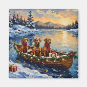 Rhodesian Ridgeback Weihnachtsboot Urlaub Magnet (Vorne)