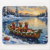 Rhodesian Ridgeback Weihnachtsboot Urlaub Mousepad (Vorne)