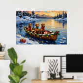 Rhodesian Ridgeback Weihnachtsboot Urlaub Poster (Heimbüro)