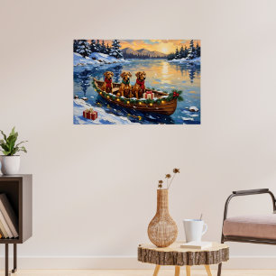 Rhodesian Ridgeback Weihnachtsboot Urlaub Poster