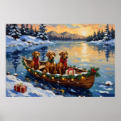 Rhodesian Ridgeback Weihnachtsboot Urlaub Poster (Vorne)