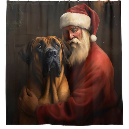 Rhodesian Ridgeback Weihnachtsfeiertag Duschvorhang (Vorderseite)