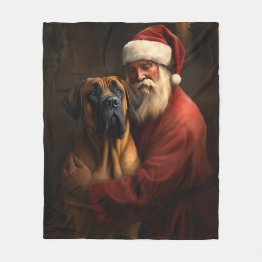 Rhodesian Ridgeback Weihnachtsfeiertag Fleecedecke (Vorderseite)