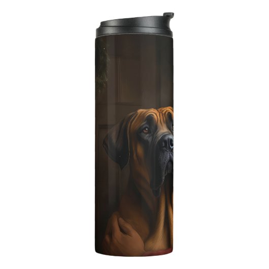 Rhodesian Ridgeback Weihnachtsfeiertag Thermosbecher (Nach links gedreht)